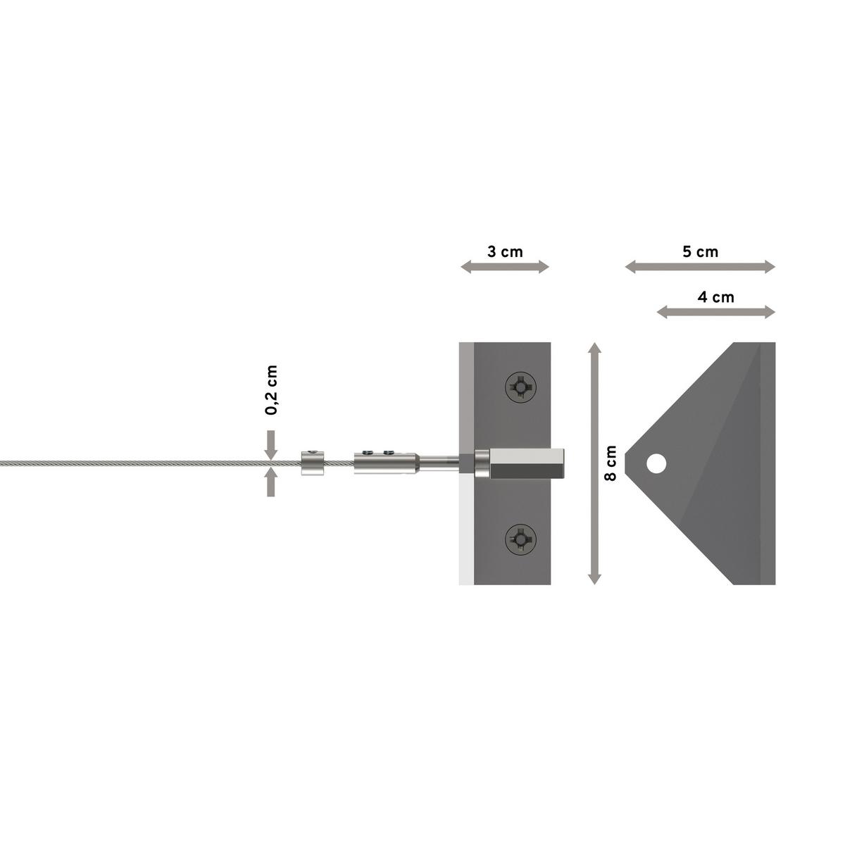 SEILSPANNGARNITUR / SEILSPANNER SET Modo 500 cm Seil, Chrom - Chromfarben, Metall (8/5.5/5cm) - INTERDECO