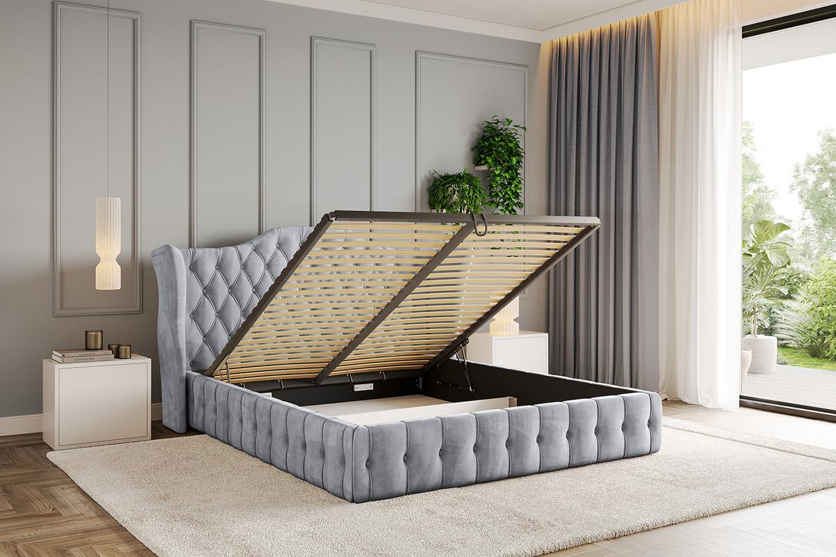POLSTERBETT mit Bettkasten und Lattenrost, Boxbett ohne Matratze - MODY 120x200 Hellgrau - Hellgrau, Holzwerkstoff/Textil (120/200cm) - ALTDECOR