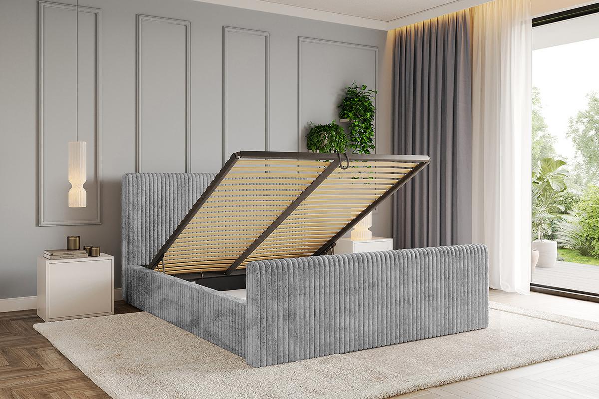 POLSTERBETT mit Bettkasten, Fußteil und Lattenrost, Boxbett mit Matratze H3/H4 - ALOVA-Z-V1 120x200 Hellgrau - Hellgrau, Holzwerkstoff/Textil (120/200cm) - ALTDECOR