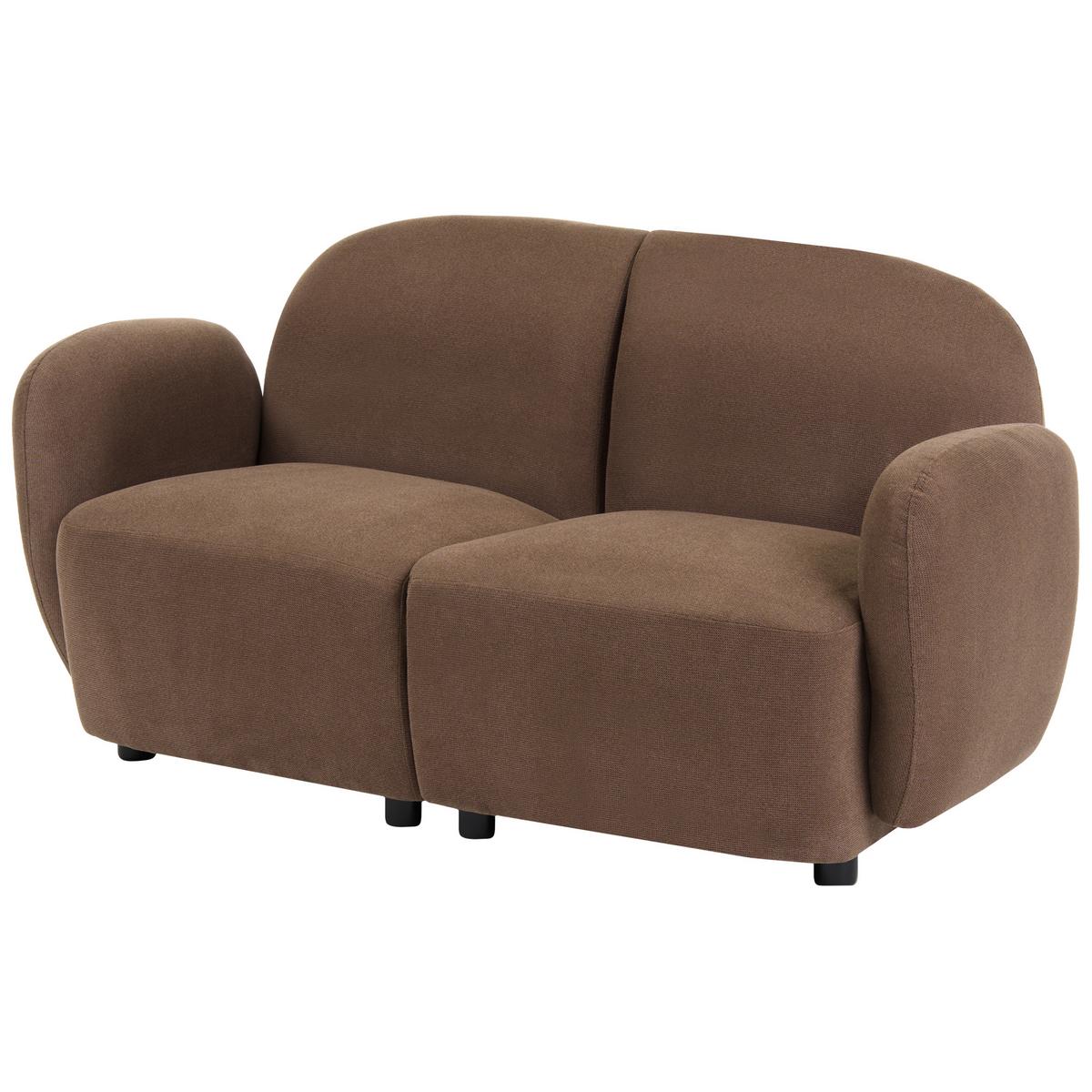SOFA-SET 3-Sitzer Stoff Braun Jule - Schwarz/Braun, Textil (151/77/82cm) - Beliani