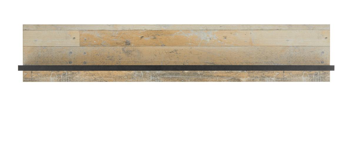 WANDREGAL Used Wood hell, anthrazit, Gewürzregal 160 cm - Anthrazit/Naturfarben, Holzwerkstoff/Metall (160/30/21cm) - Furn.Design