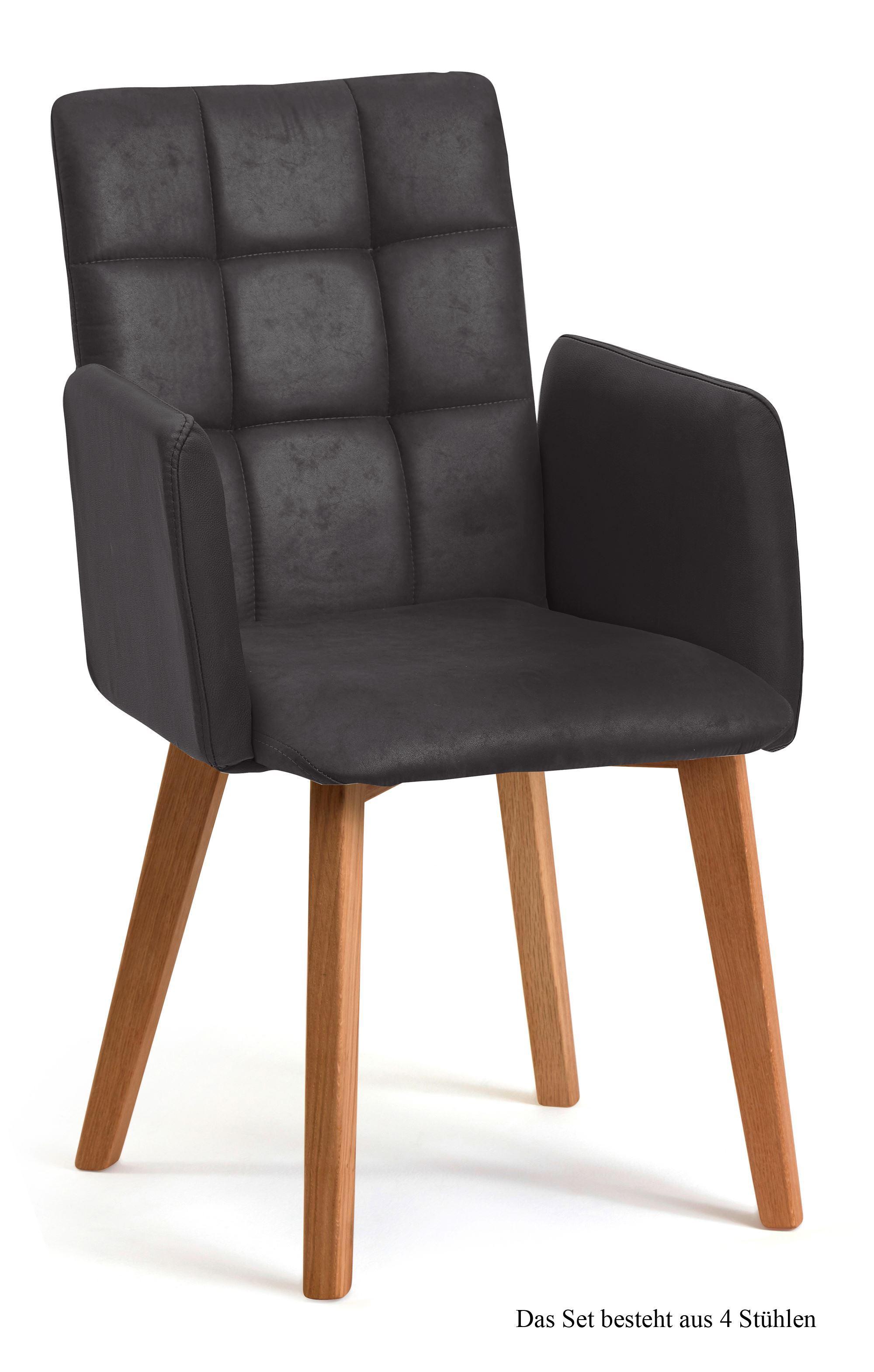 ARMLEHNSTUHL (4er-Set) Dareia 52x91x60 Eiche geölt/Anthrazit - Eichefarben/Anthrazit, Kunststoff (60/91/52cm) - 58aufmkessel