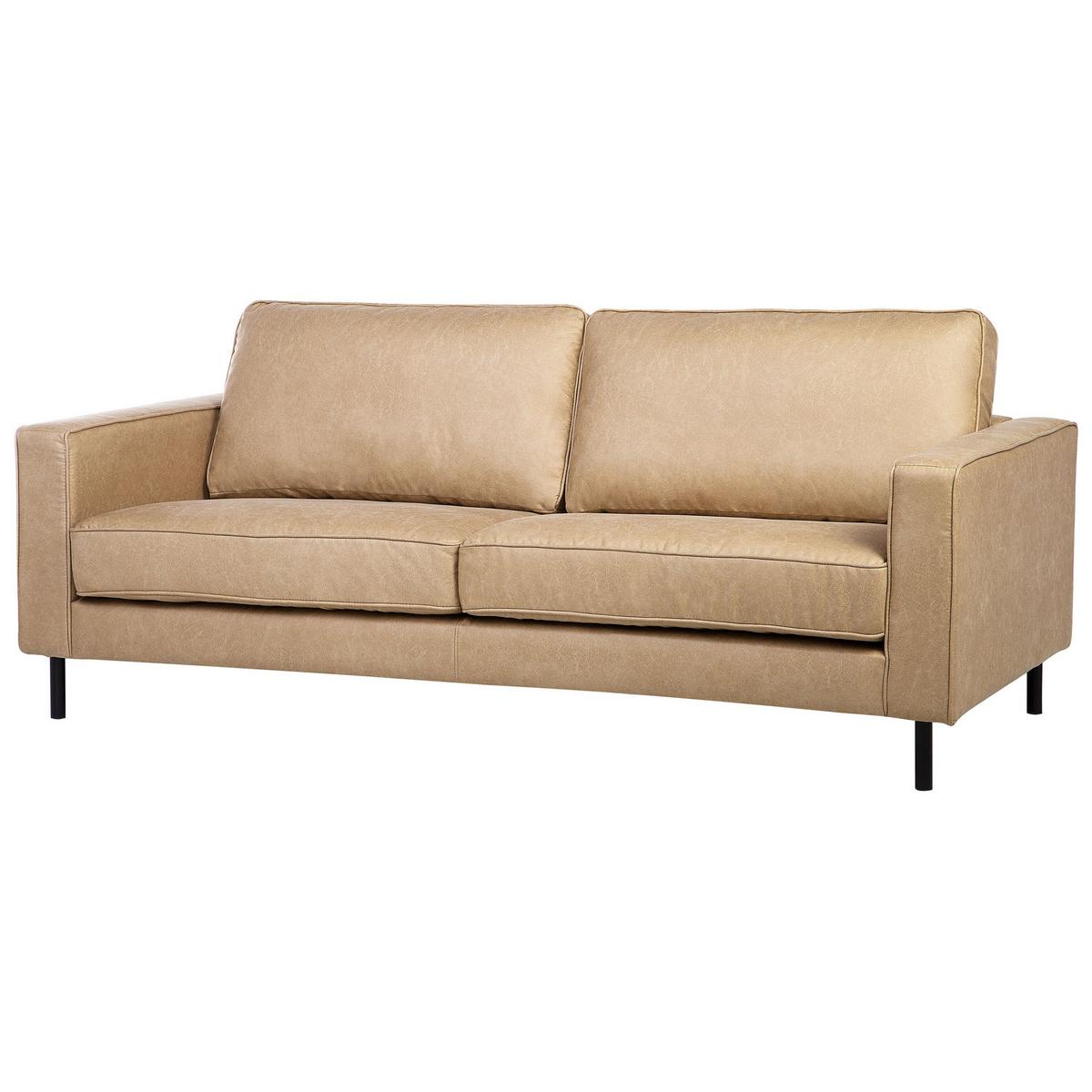SOFA-SET 4-sitzer Lederoptik Beige Savalen - Beige, Kunststoff/Textil (204/87/91cm) - Beliani