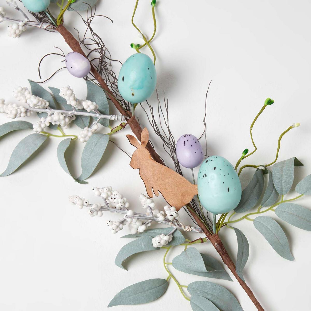 OSTERDEKO Zweig mit Eiern & Hase, 66 cm - Multicolor, Kunststoff (18/66/66cm) - Homescapes