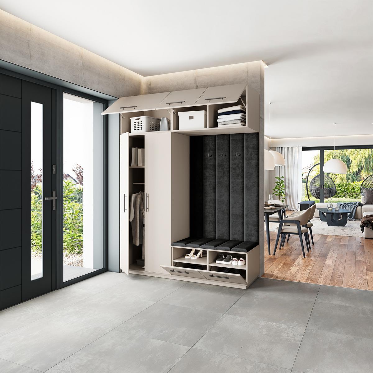 GARDEROBENSCHRANK REMA 180/240/60 cm Modern Kaschmir - Kaschmir/Schwarz, Holzwerkstoff (180/240/60cm) - MASSENO