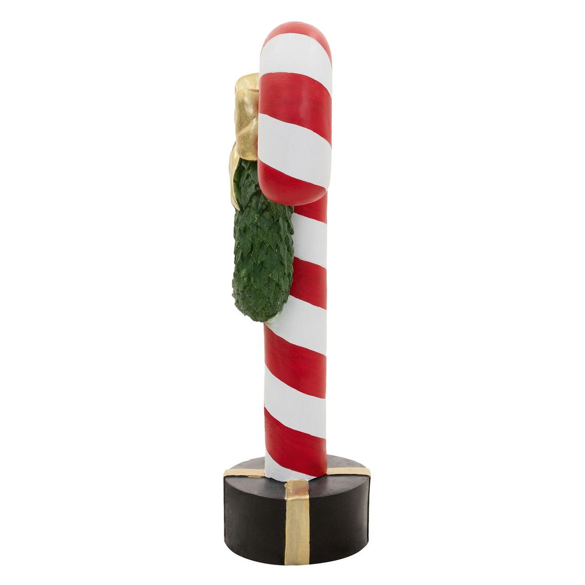 ZUCKERSTANGE-DEKOFIGUR mit LED-Beleuchtung Weihnachtsdeko Innen H: 68 cm mit Kranz 30 cm & Schleife - Multicolor, Stein (30/68/20cm) - ECD-Germany