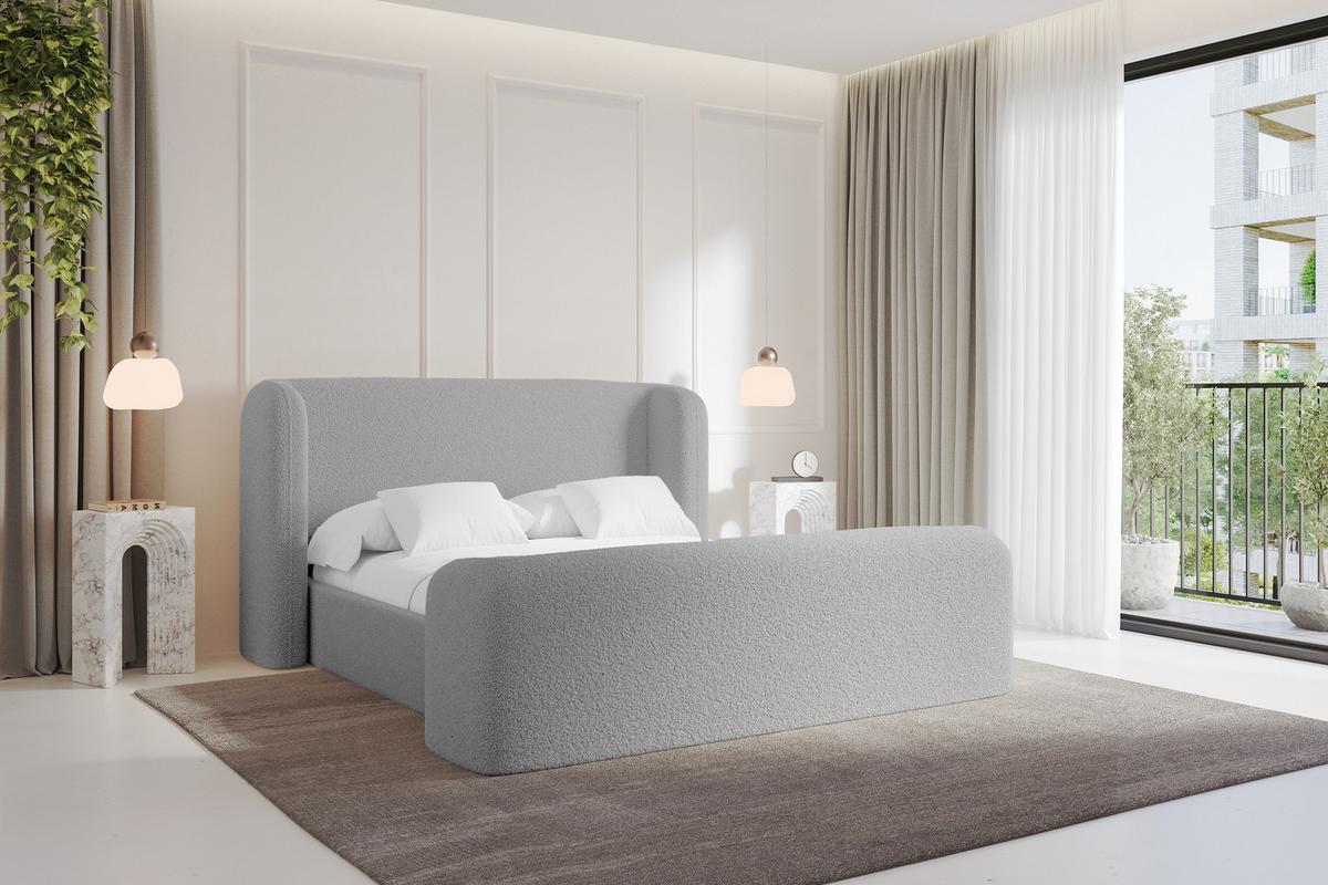 POLSTERBETT mit Bettkasten, Fußteil und Lattenrost, Bett mit Matratze H3/H4 - ESTI-Z 140x200 Hellgrau - Silberfarben, Holzwerkstoff/Textil (140/200cm) - ALTDECOR