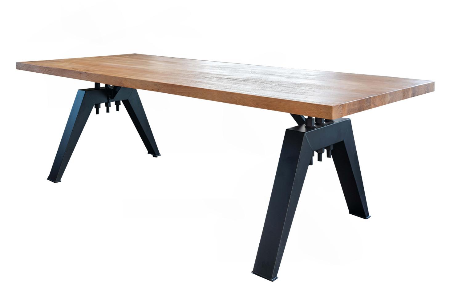 ESSTISCH MIT GERADER KANTE REY Braun Akazie - Schwarz/Braun, Holz/Metall (100/240/78cm) - KAWOLA