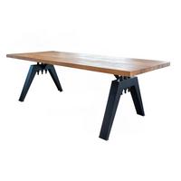 ESSTISCH MIT GERADER KANTE REY Braun Akazie - Schwarz/Braun, Holz/Metall (100/260/78cm) - KAWOLA