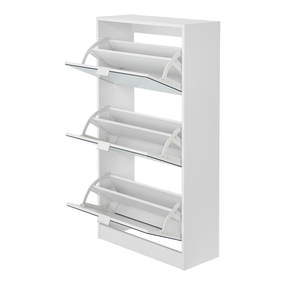 SCHUHKIPPER Kragerø - Weiß, Holzwerkstoff (60/115/24cm) - [en.casa]