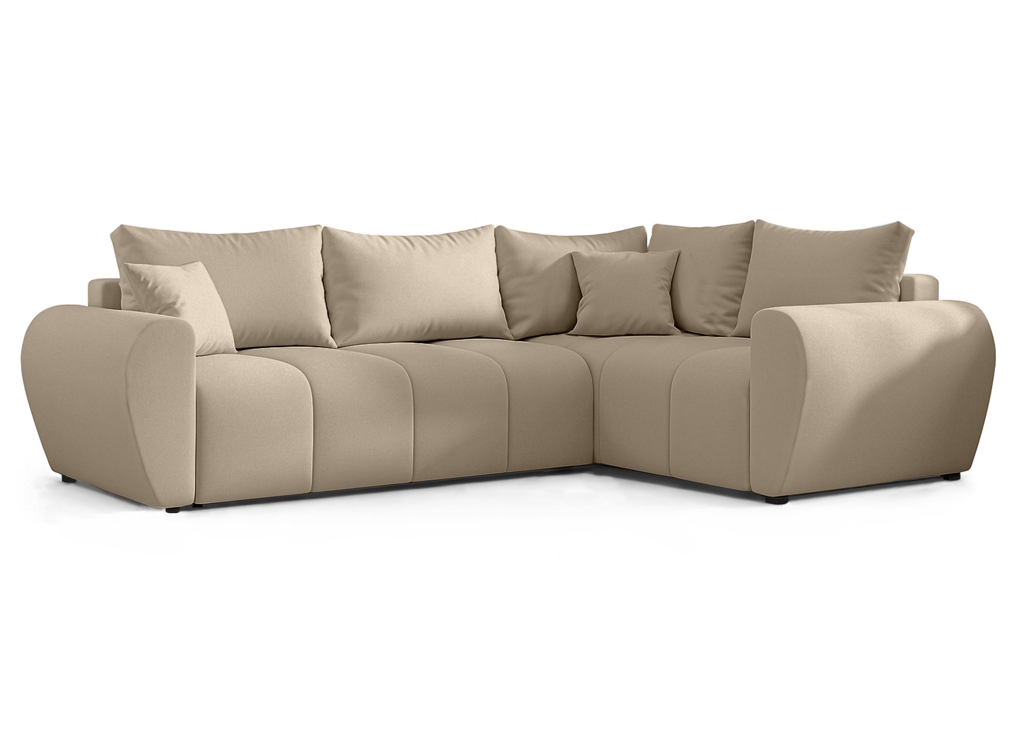 ECKSOFA L Form Malatya MAX Hellbraun 246/145/80 cm stilvolle mit Schlaffunktion R - Hellbraun/Schwarz, Kunststoff/Textil (235/175cm) - AX Living