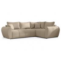 ECKSOFA L Form Malatya MAX Hellbraun 246/145/80 cm stilvolle mit Schlaffunktion R - Hellbraun/Schwarz, Kunststoff/Textil (235/175cm) - AX Living