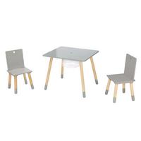 SITZGRUPPE mit Aufbewahrungsnetz - Naturfarben/Grau, Holzwerkstoff/Textil (60/54/50cm) - Roba