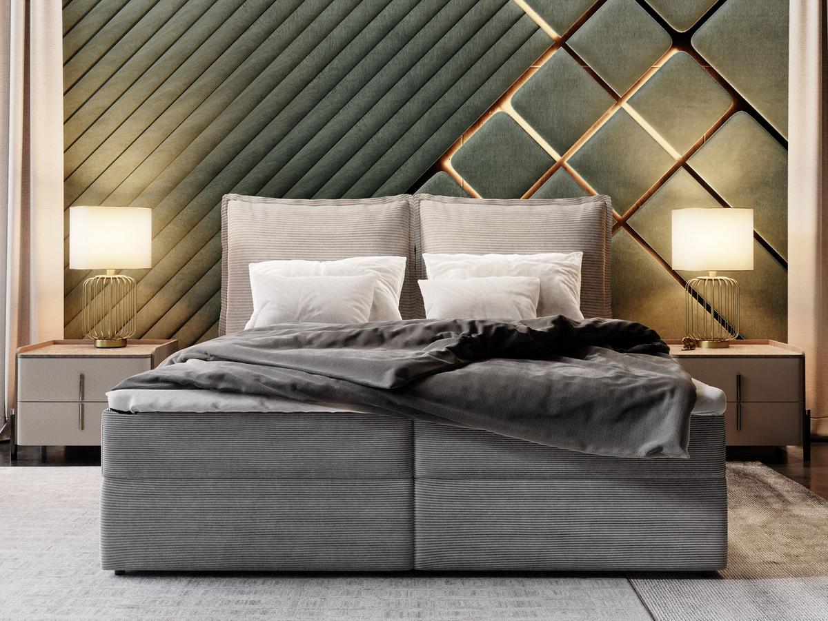 BOXBETT LENTE 180x200 cm mit Matratze und Topper - Graphitfarben - Graphitfarben, Holz (180/200cm) - MASSENO