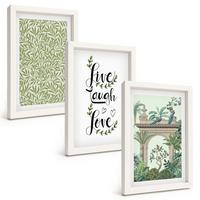 BILDER SET 3er Set - 20x30 cm Weißer Rahmen - Grüne Blätter von Pflanzenarchitektur - Weiß, Kunststoff (20/30cm) - TULUP