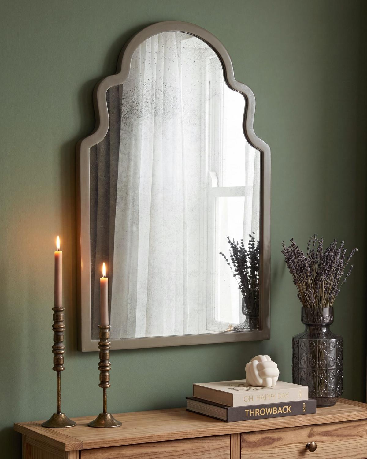 WANDSPIEGEL 60/90 cm Paulownia-Holz Taupe Tillac - Taupe, Holz (60/90/3cm) - Beliani