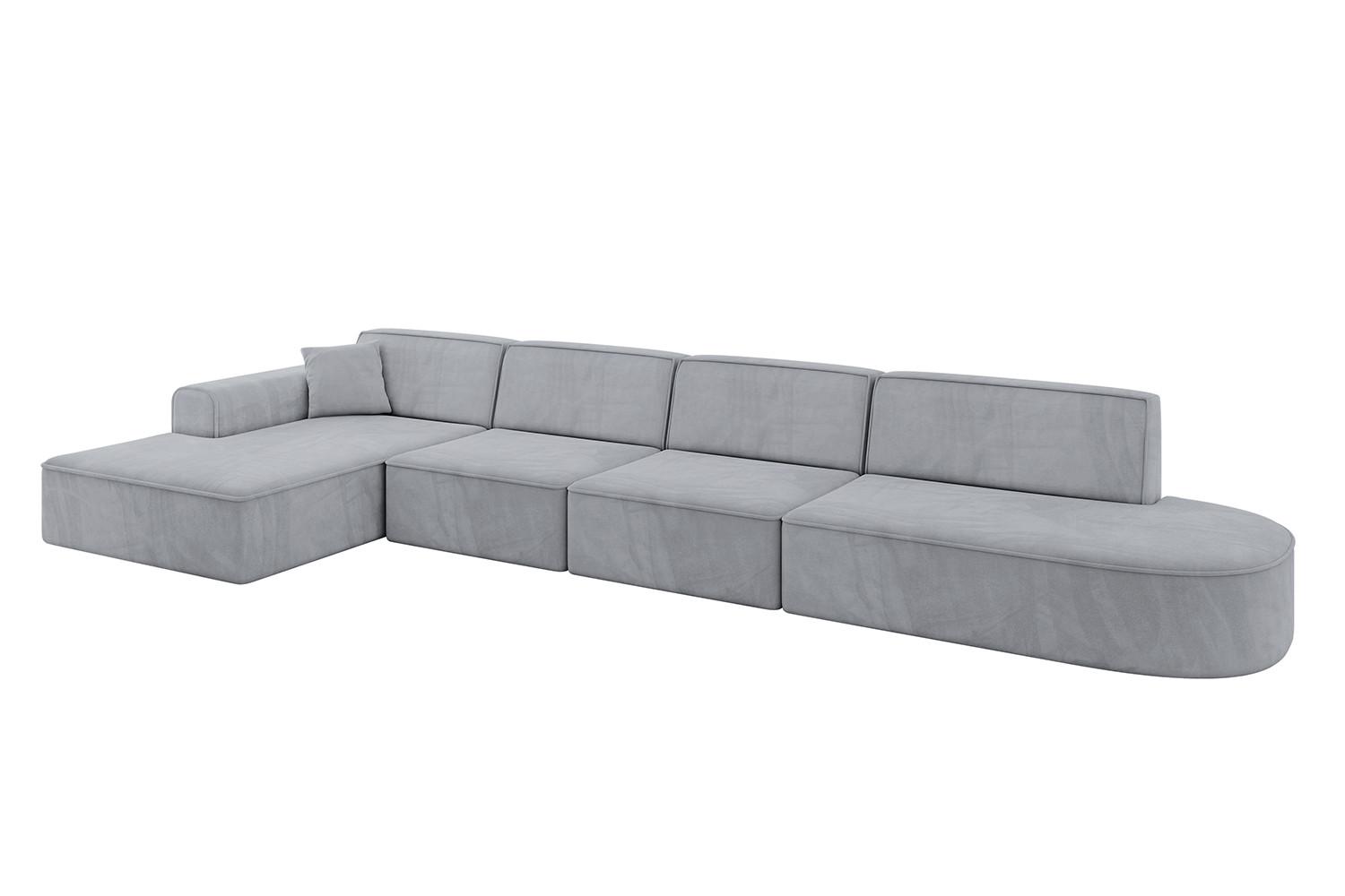 ECKSOFA Ottomane Links IREA-L3-v3 - 412x165x77 cm Grau - Titanfarben, Holzwerkstoff/Textil (412/165cm) - ALTDECOR