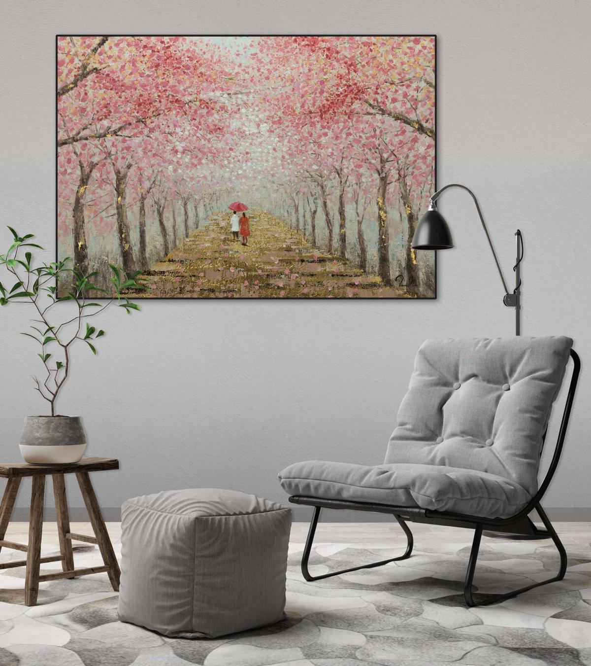 ÖLGEMÄLDE 100/70 cm - Pink/Braun, Holz/Textil (100/70cm) - KUNSTLOFT