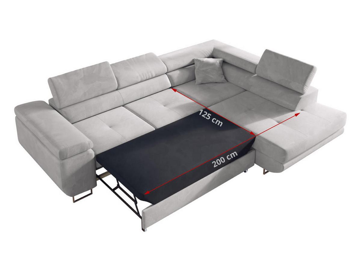 ECKSOFA GUSTAW L Hellgrau Velvet Rechts Seite - Silberfarben/Hellgrau, Textil/Metall (275/205cm) - MKS