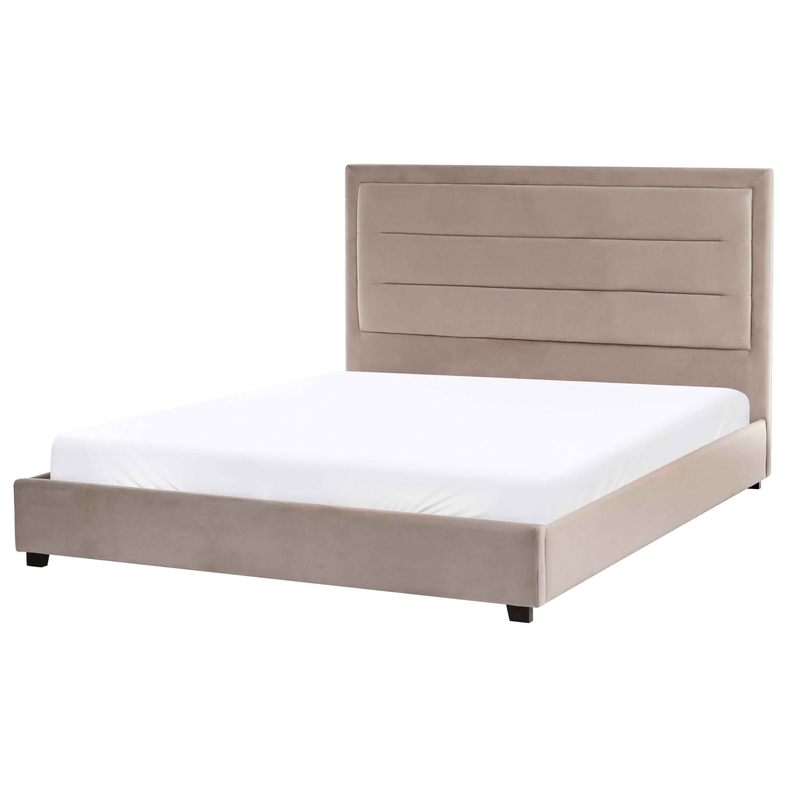 BETT mit Lattenrost 160/200 cm Taupe Rouen - Taupe/Schwarz, Textil (160/200cm) - Beliani