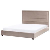 BETT mit Lattenrost 160/200 cm Taupe Rouen - Taupe/Schwarz, Textil (160/200cm) - Beliani
