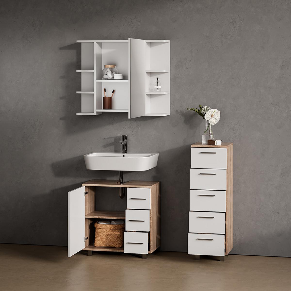 WASCHBECKENUNTERSCHRANK Eisak Sonoma 60 x 60 cm - Sonoma Eiche, Holzwerkstoff (60/60/33cm) - Livinity®