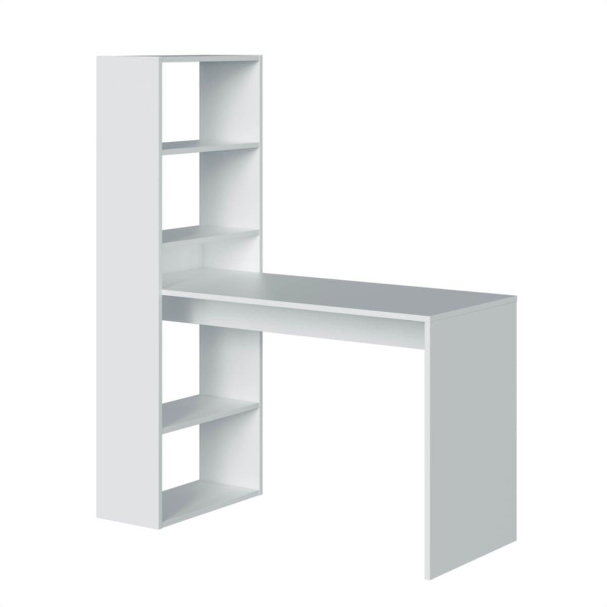 SCHREIBTISCH mit Regal - L120 cm - Weiß, Holzwerkstoff (6.7/53/144cm) - Calicosy