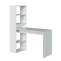 SCHREIBTISCH mit Regal - L120 cm - Weiß, Holzwerkstoff (6.7/53/144cm) - Calicosy