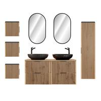 BADMÖBEL 120.6cm Gaia 2er-Set Holz in Eichenoptik und Schwarz - Braun, Holzwerkstoff (120.6/59/46cm) - Petits-meubles