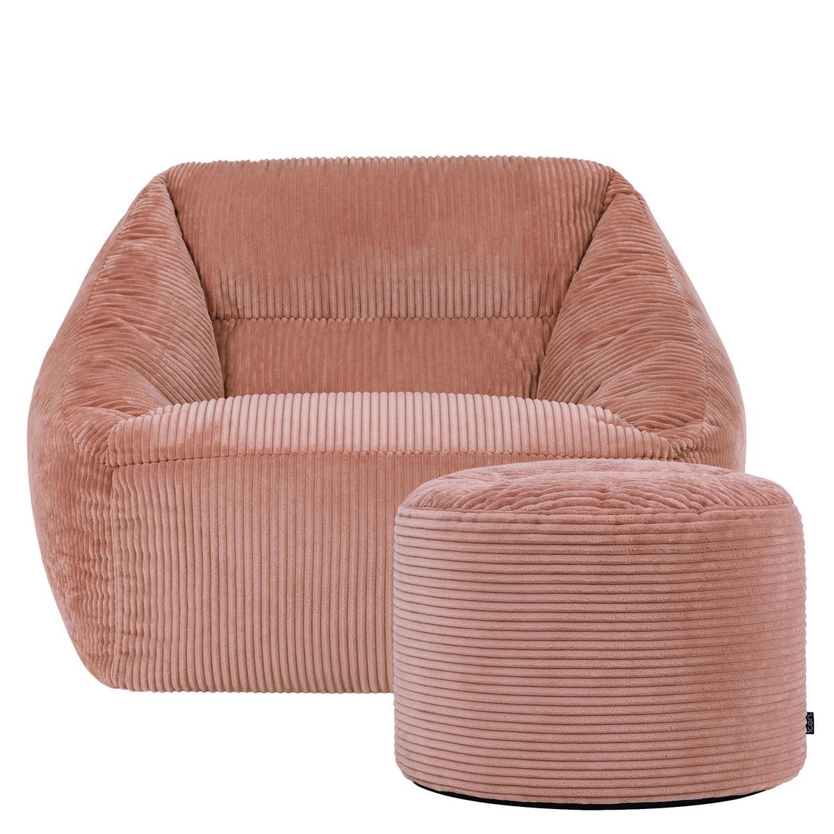 SITZSACK Sessel Natalia mit Sitzpouf - Pink, Textil (97/73/84cm) - icon