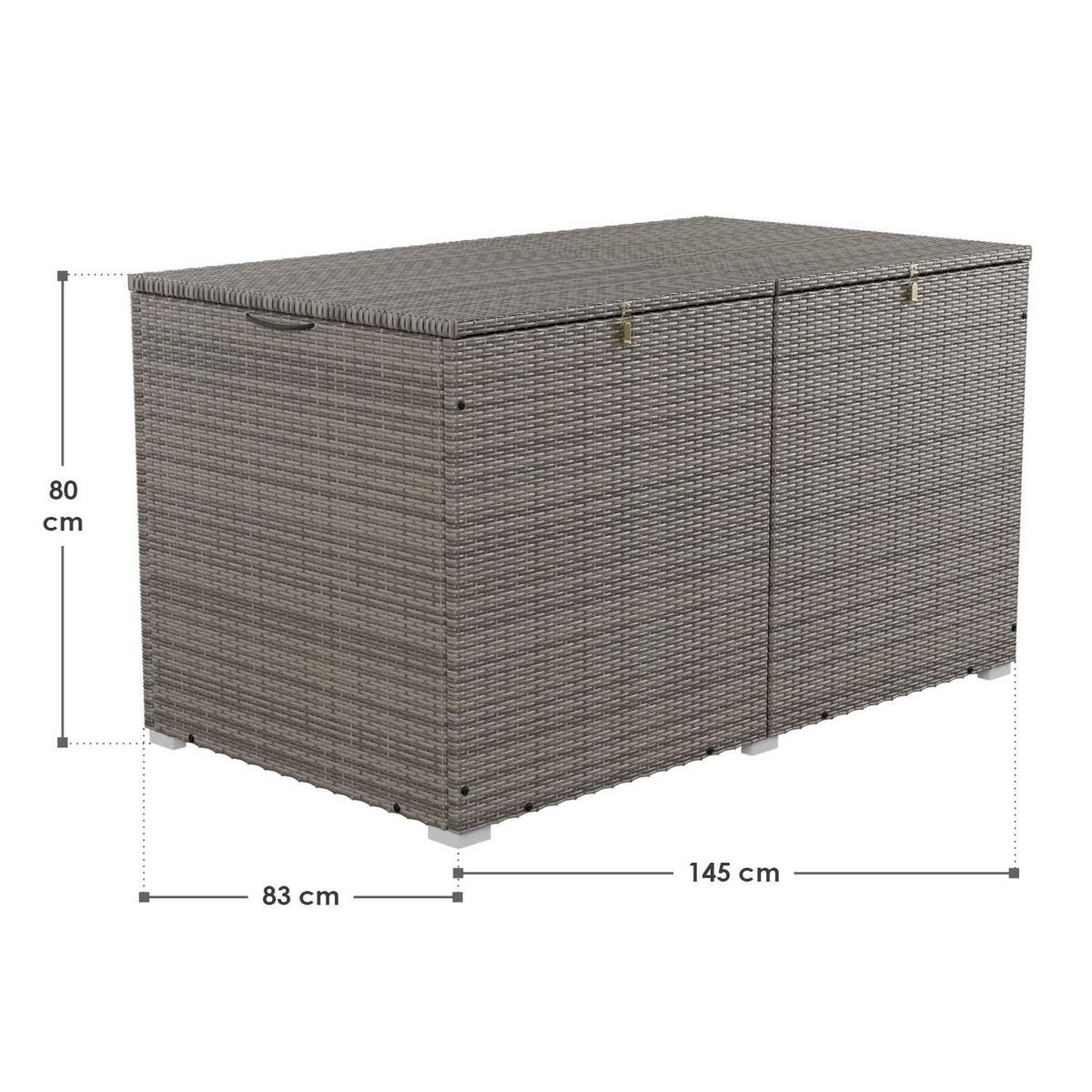 AUFLAGENBOX Ikaria grau-meliert - Grau, Kunststoff (145/80/83cm) - Juskys