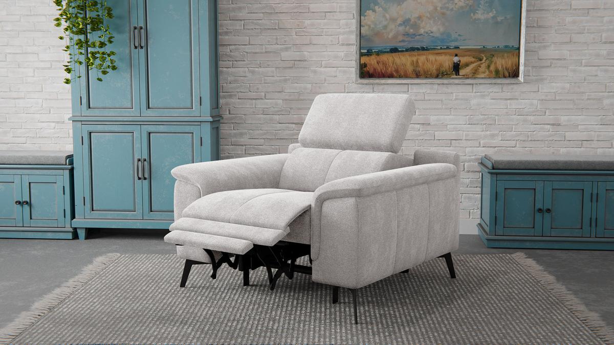 SESSEL FIERO mit Relaxfunktion, creme - Creme/Schwarz, Holzwerkstoff/Textil (114/82/103cm) - Wozimo