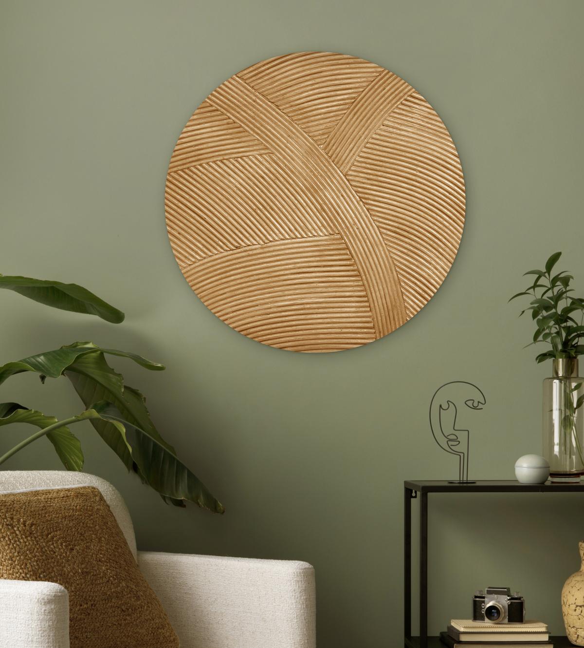 WANDBILD Struktur - Natur - Kunst - Rattan Wanddeko Schlafzimmer 60x60 cm - Naturfarben, Kunststoff (60/60cm) - MuchoWow