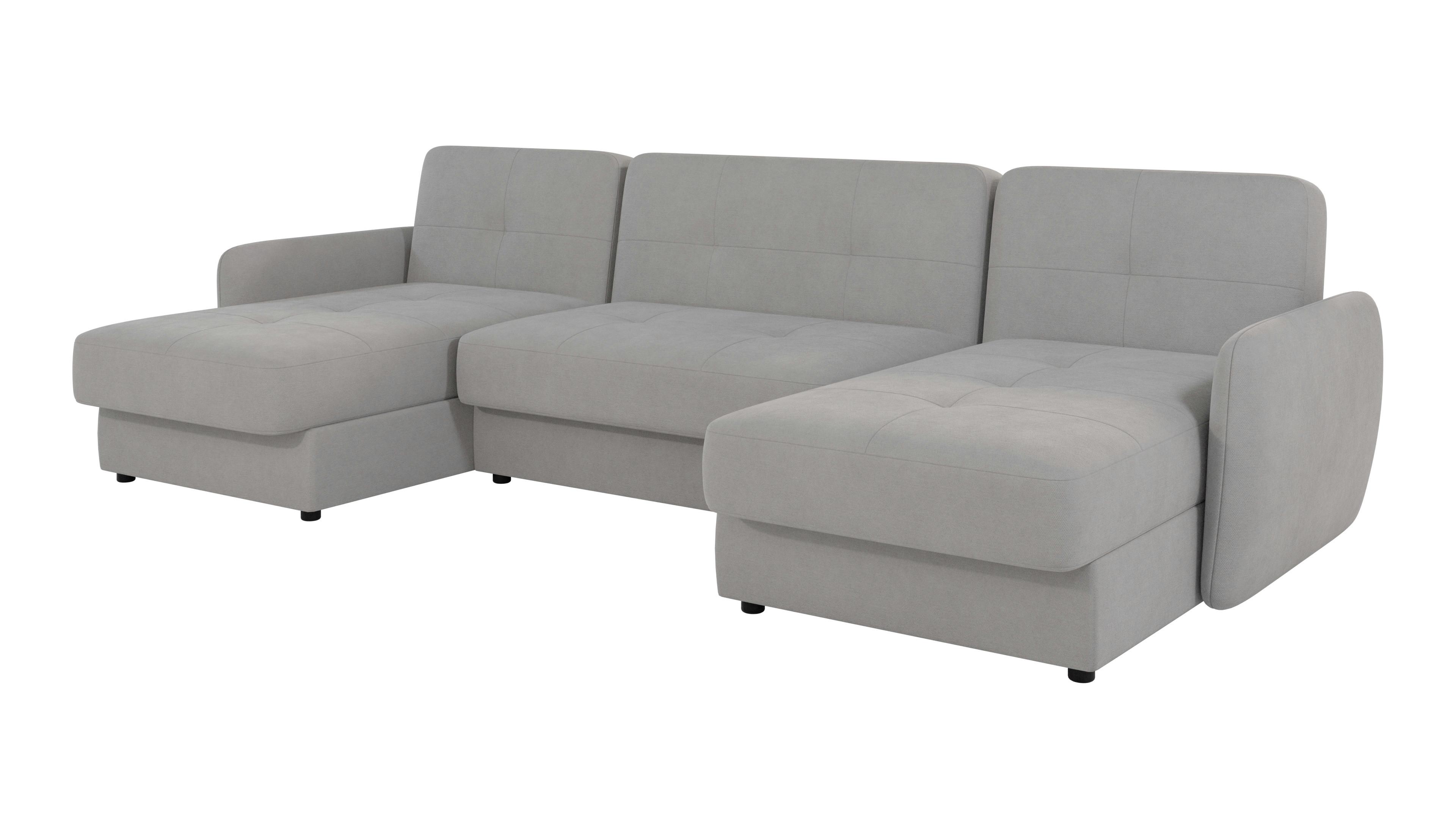 WOHNLANDSCHAFT Lupo Silber Mikrofaser - Silberfarben/Schwarz, Holz/Kunststoff (311/86/147cm) - S-Style Möbel