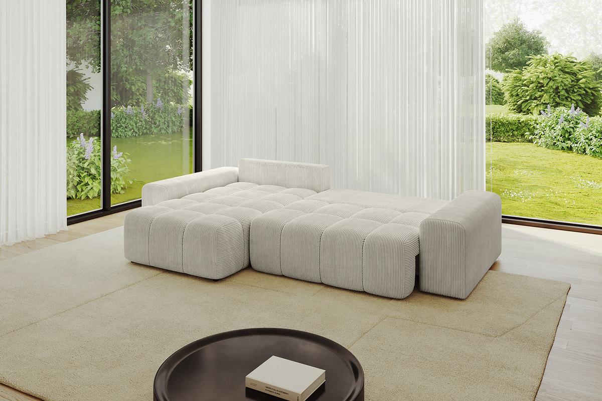 ECKSOFA Ottomane links ENIL-L 297x189x68 Creme Cord - Ecru/Creme, Holzwerkstoff/Kunststoff (297/189cm) - ALTDECOR