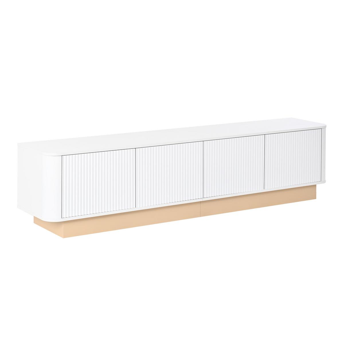 TV-LOWBOARD Luxus-Rillen-Design & abgerundete Ecken - Weiß, Holzwerkstoff (200/47.5/40cm) - Urban Meuble