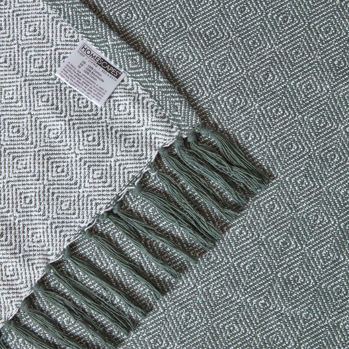 ÜBERWURF Malda 255/360 cm, Baumwolle mit Rautenmuster - Grün, Textil (255/360cm) - Homescapes