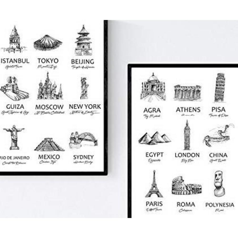 POSTER Set Mit 2 Wunder Der Welt A3 Rahmenlos - Klar, Papier (29.7/5/42cm) - Nacnic