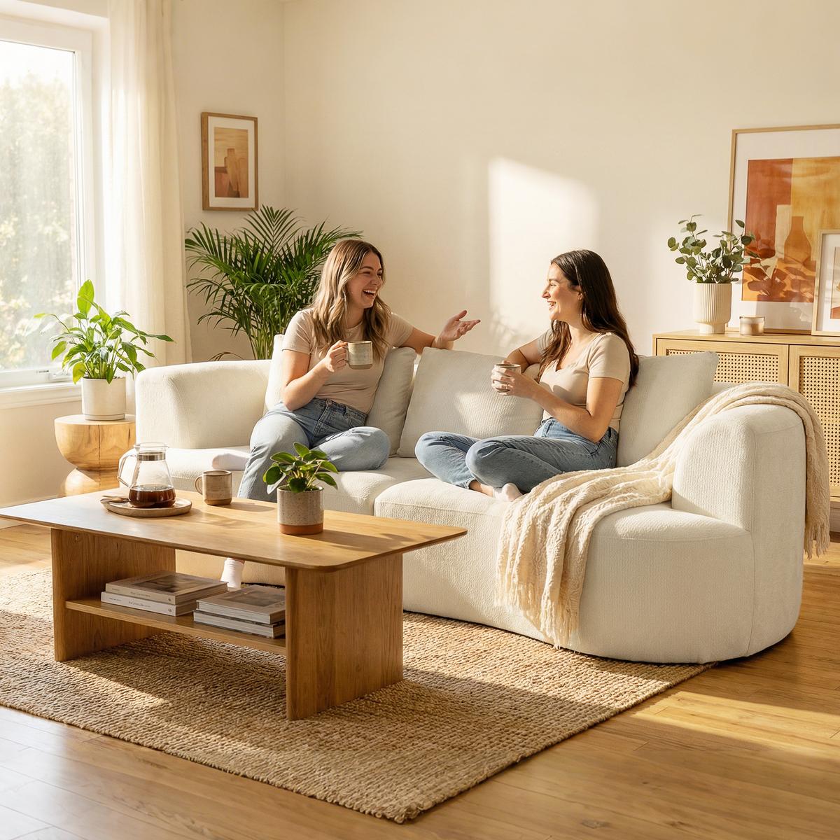 3-SITZER-SOFA Polyester Cremeweiß - Creme, Textil (106/82/260cm) - HOMCOM