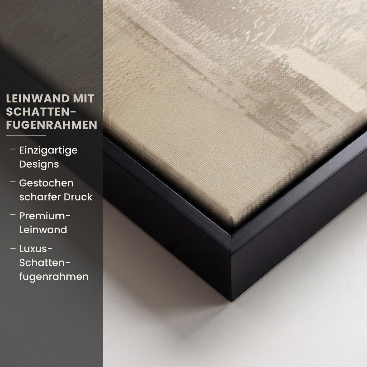 LEINWAND Bilder mit Rahmen - Moderne Kunst - Abstrakt - Beige - 80x60 - Beige, Textil (80/60cm) - MuchoWow