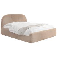 POLSTERBETT Puro mit Bettkasten, Dunkelbeige Samt 120 x 200 cm – mit Metall-Lattenrost - Hellbraun/Beige, Kunststoff/Textil (120/200cm) - WFL GROUP