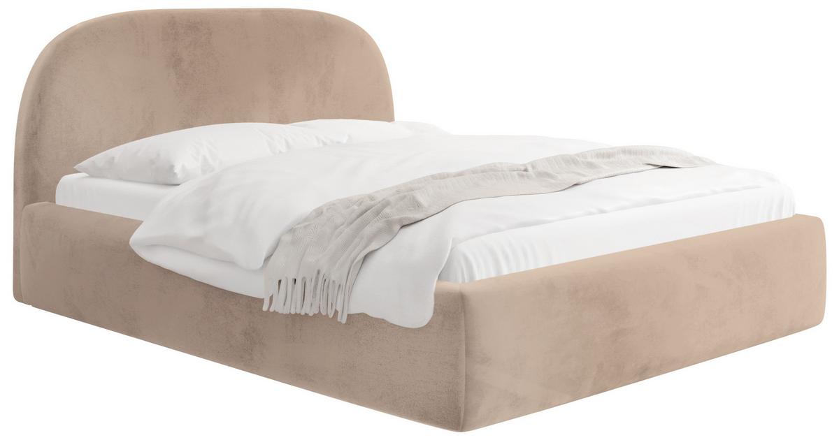 WFL GROUP POLSTERBETT Puro mit Bettkasten, Dunkelbeige Samt 120 x 200 ...