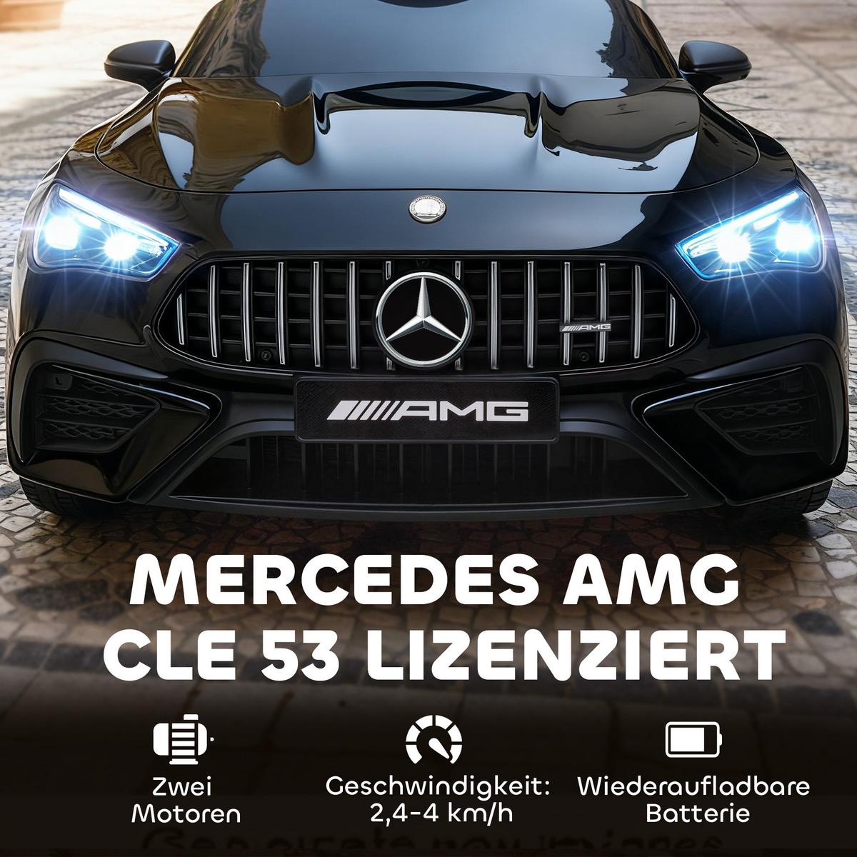 KINDER-ELEKTROAUTO 2 x 12V Kinderauto mit Musik, MP3, Sanftem Start/Stopp - Schwarz, Kunststoff (99/55/43cm) - AIYAPLAY