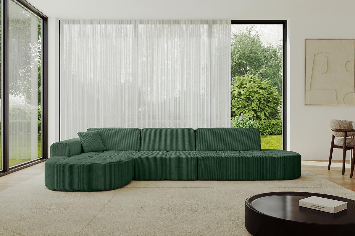 ECKSOFA Ottomane Links LIVO-L2 - 337x173x79,5 cm Grün - Grün, Holzwerkstoff/Textil (337/173cm) - ALTDECOR