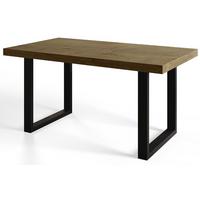 INDUSTRIELLER Esszimmertisch LOFT-U, ausziehbarer Tisch, Größe: 120-220X80X77 cm, Wohnzimmertisch Farbe: LEFKAS, mit Metallbeinen in Farbe Schwarz - Dunkelbraun/Schwarz, Holzwerkstoff (120/80/77cm) - Alpi-Möbel
