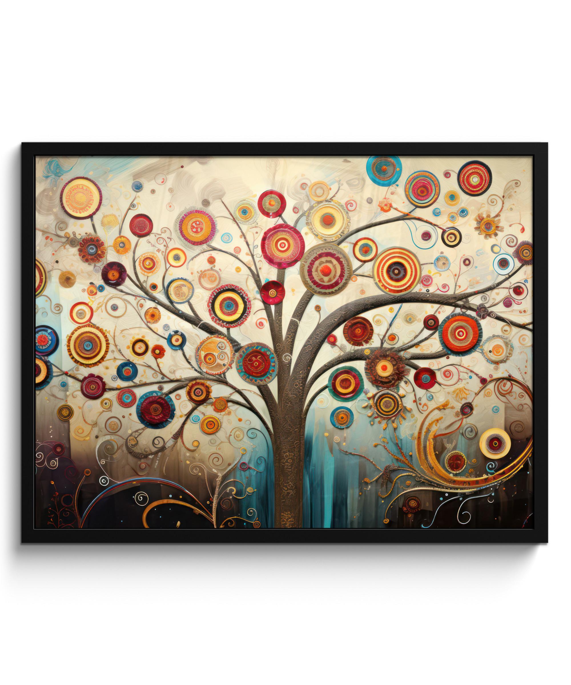 POSTER MIT RAHMENGERAHMTES BILD Baum - Baum des Lebens - Farbe 80x60 cm - Braun, Papier (80/60cm) - MuchoWow