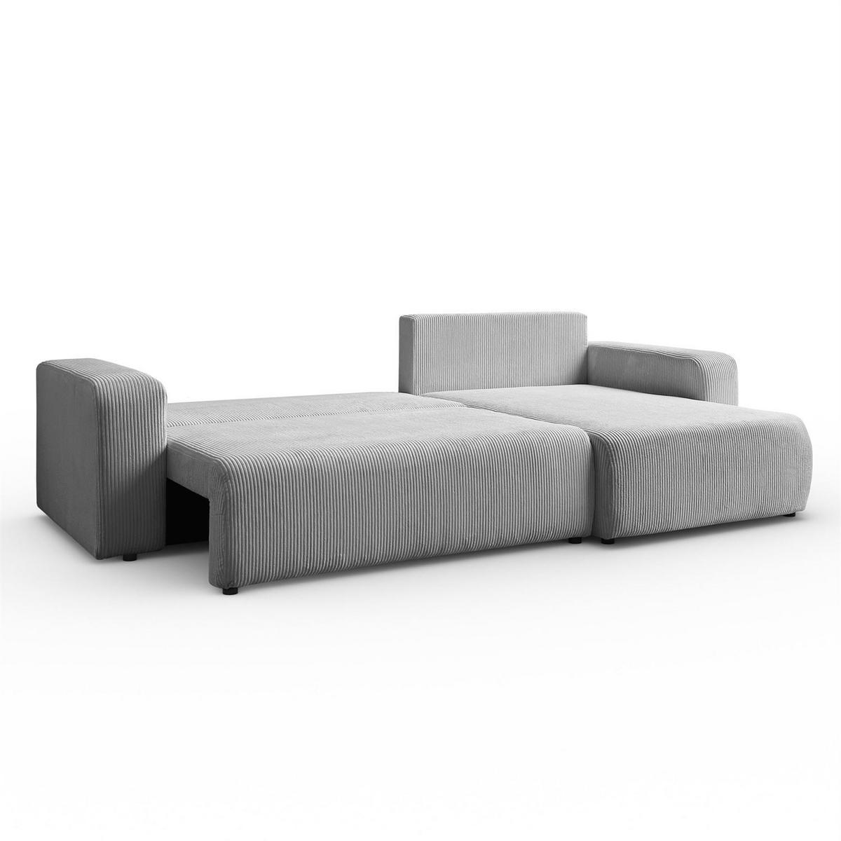 ECKSOFA Gepolstertes PRESTIGE XL mit Schlaffunktion und Bettkasten, Poso 110 - Hellgrau, Textil (277/143cm) - Lookway