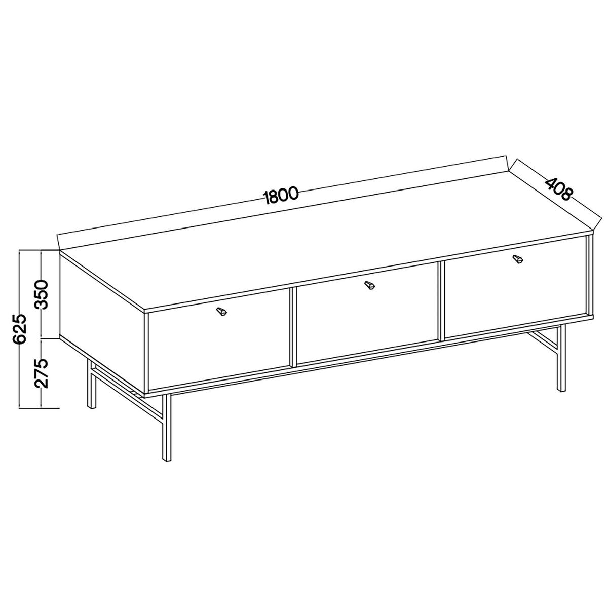 LOWBOARD TORINO 180x40,8x62,5 cm mit 3 Türen Graphitfarben - Graphitfarben, Holzwerkstoff (180/62.5/40.8cm) - MASSENO