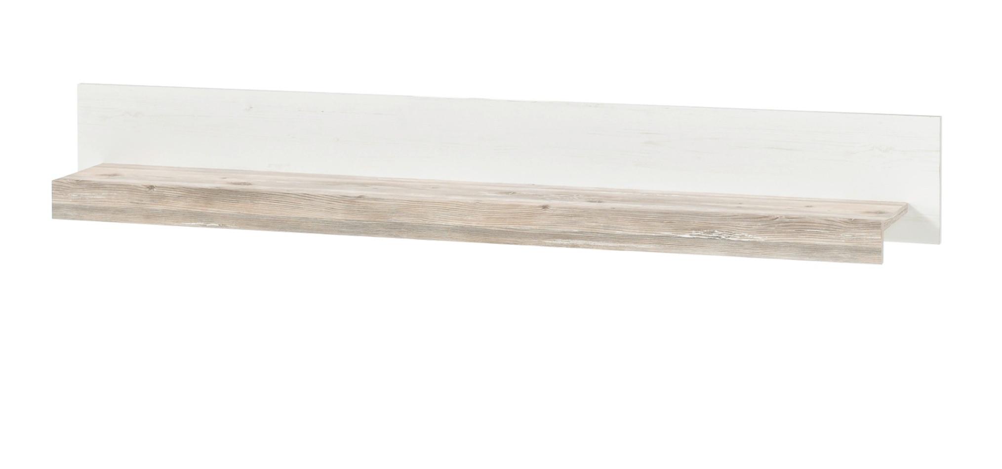 WANDBOARD Pinie weiß, Oslo Pinie Landhaus, Wandregal, 150 x 20 cm - Weiß/Pinienfarben, Holzwerkstoff (150/20/20cm) - Furn.Design