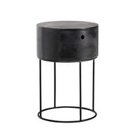 NACHTKONSOLE Massivholz mit Schublade rund Modern Schwarz - Schwarz, Holz/Metall (40/60/40cm) - KADIMA DESIGN
